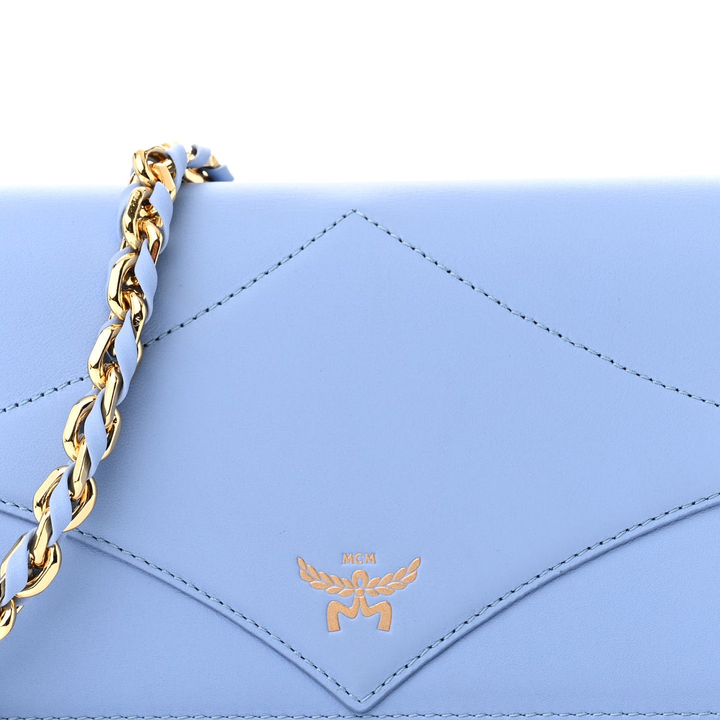 Calfskin Large Diamond Wallet On Chain Blue