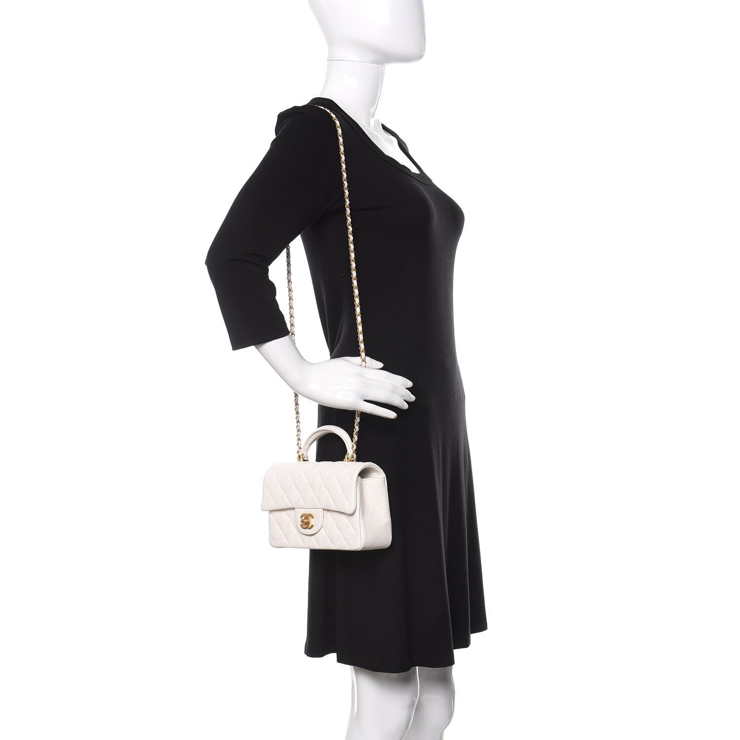 Chanel Caviar Quilted Mini Top Handle Rectangular Flap White 2 of 11