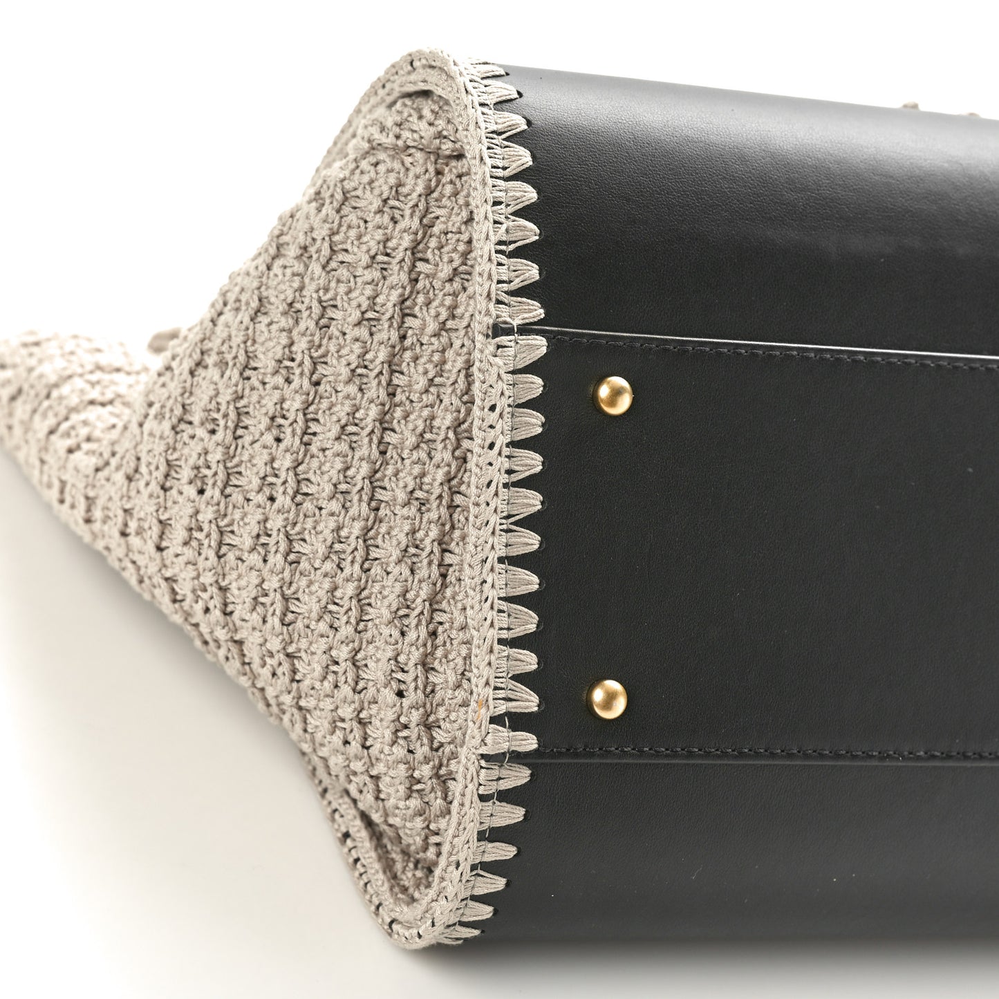 Calfskin Knit Medium Deauville Tote Black Grey