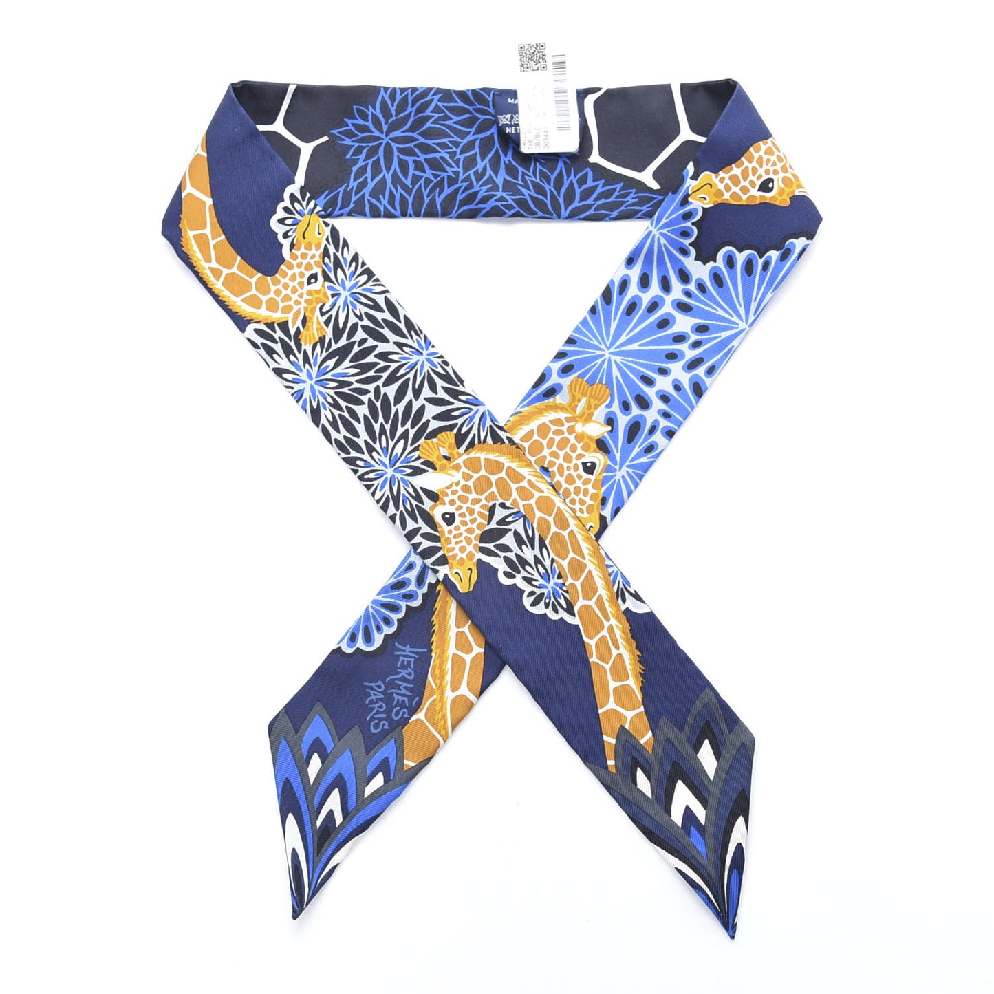 Silk The Three Graces Twilly Bleu Nuit Gold Black