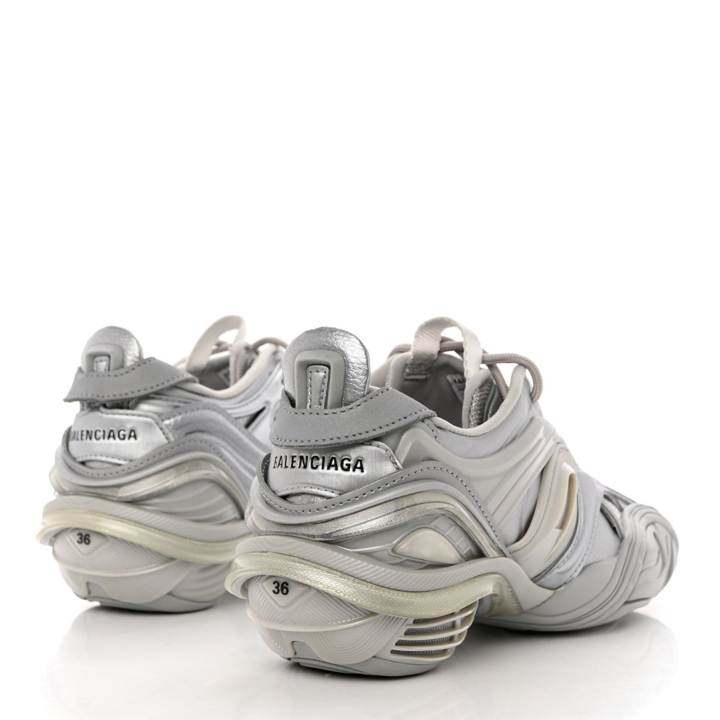 Metallic Rubber Mesh Womens Tyrex Sneakers 36 Monocolor Silver