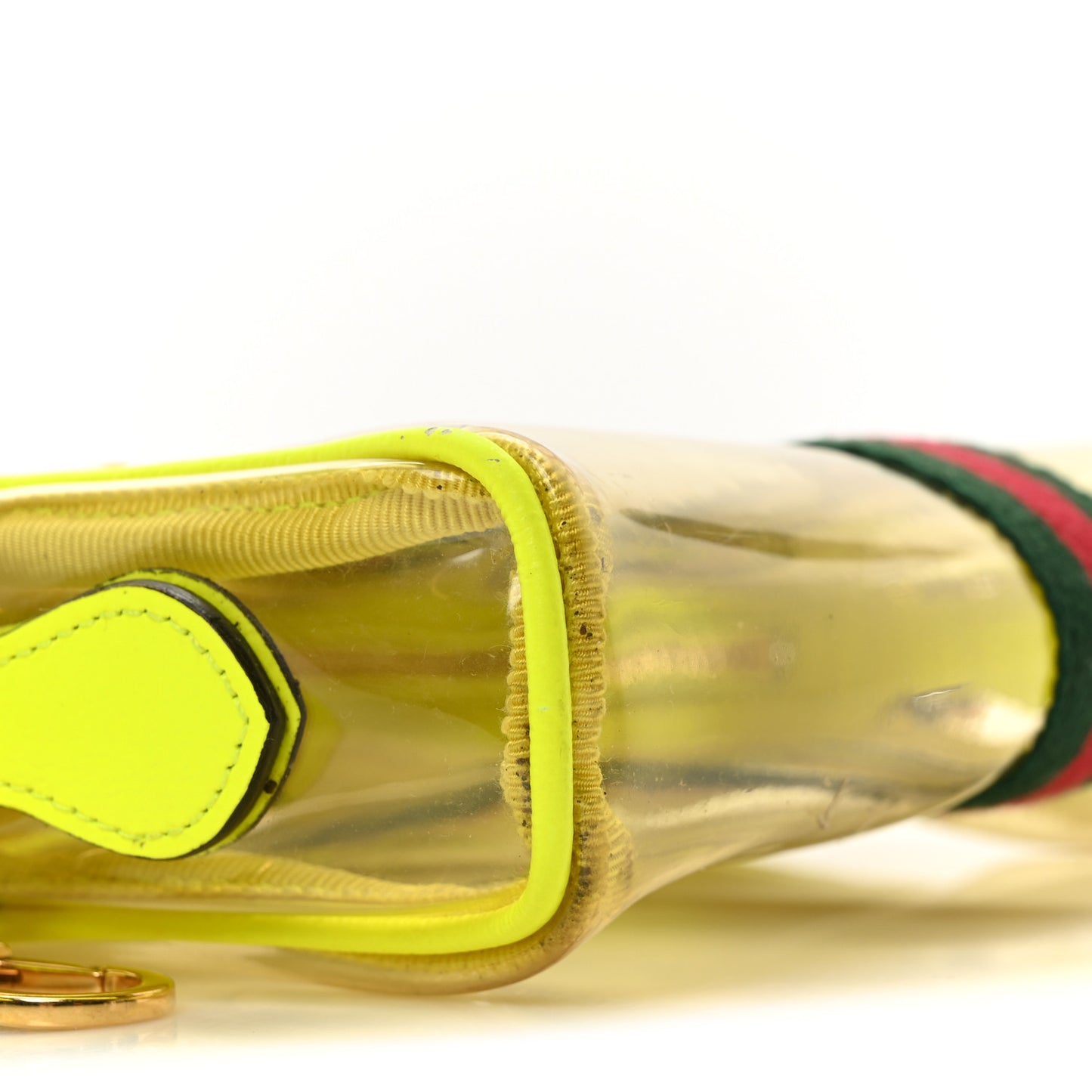 Vinyl Web Mini Ophidia Transparent Shoulder Bag Yellow Fluo