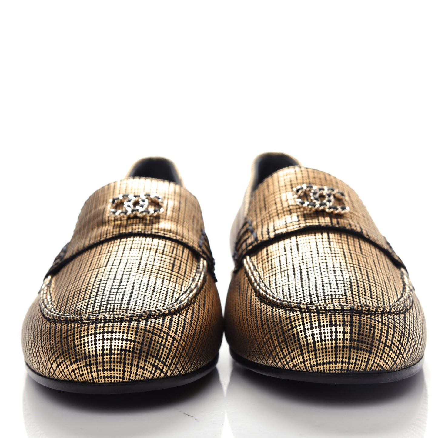 Fantasy Calfskin CC Chain Mocassin Loafers 37.5 Gold
