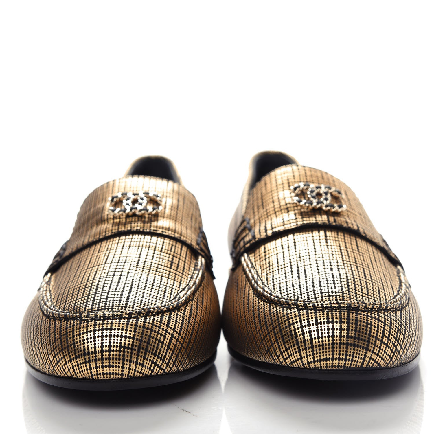 Chanel Fantasy Calfskin CC Chain Mocassin Loafers 37.5 Gold 2 of 11