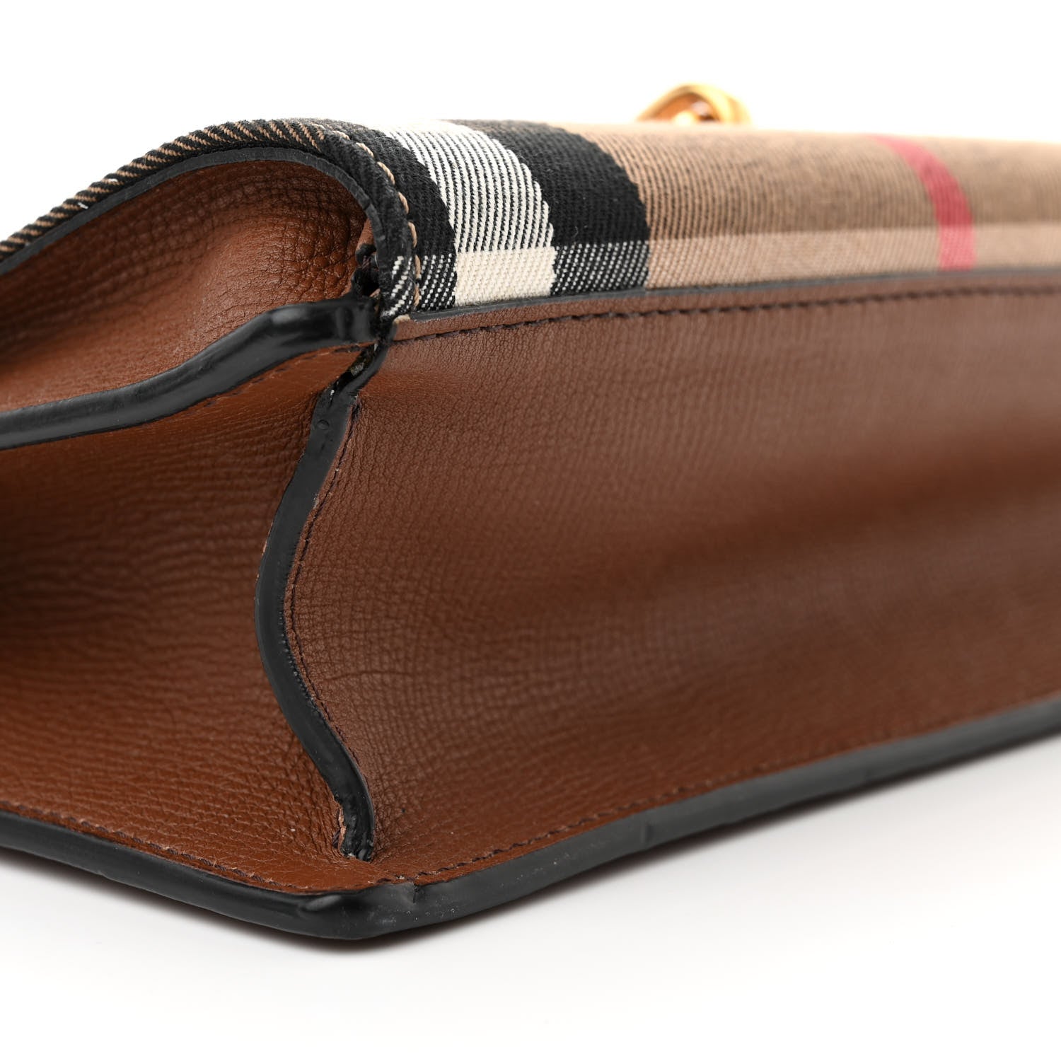 Burberry Derby Calfskin House Check Small Macken Crossbody Bag Tan 10 of 11