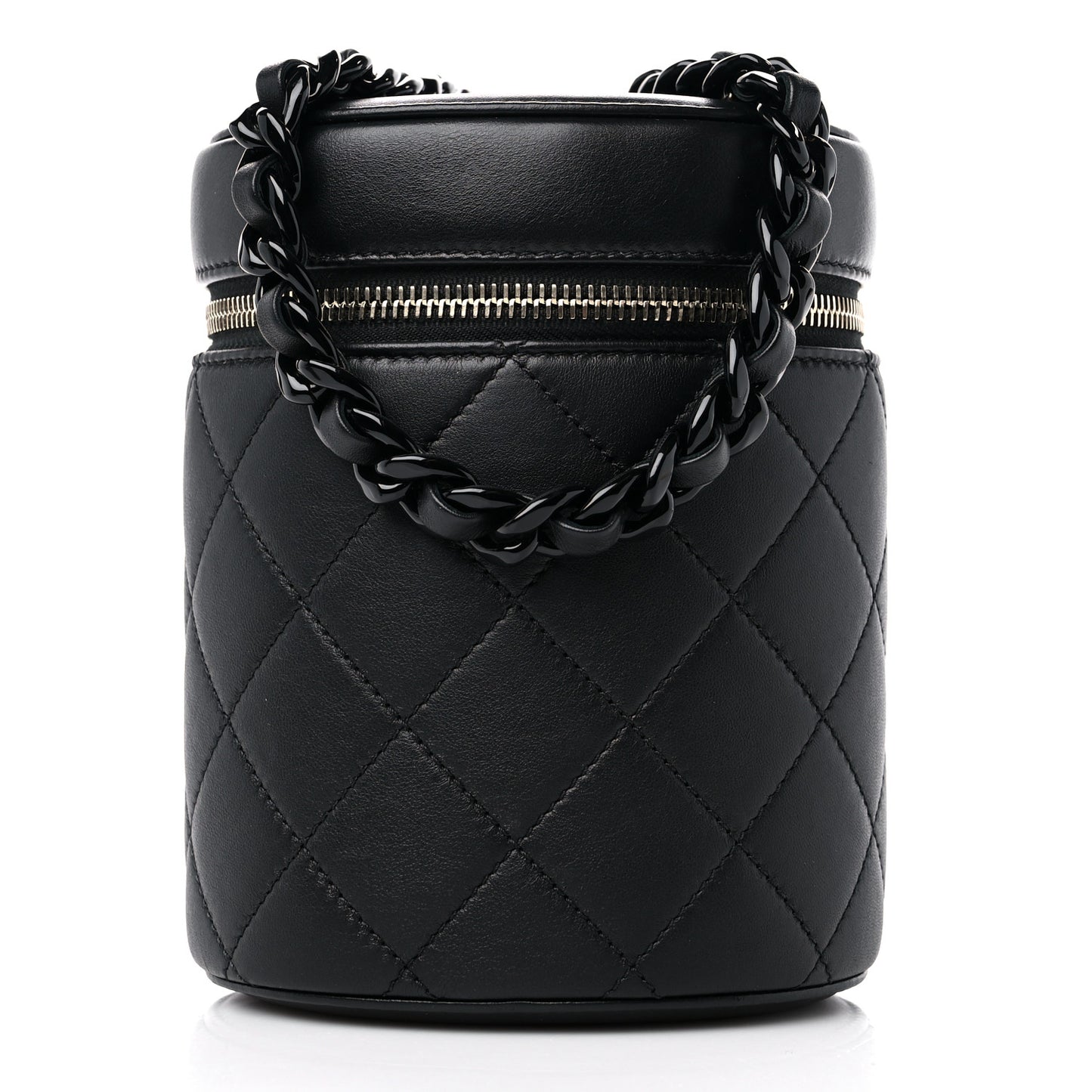 Lambskin Quilted Small Vanity Case Black