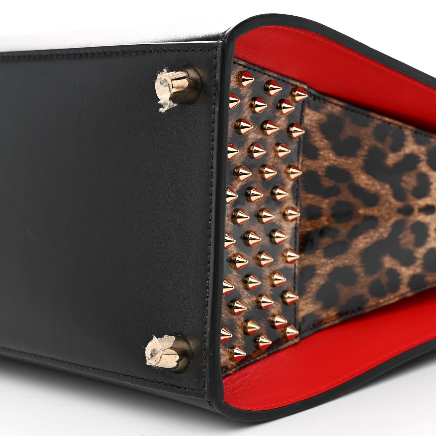 Calfskin Patent Leopard Spiked Large Paloma Black