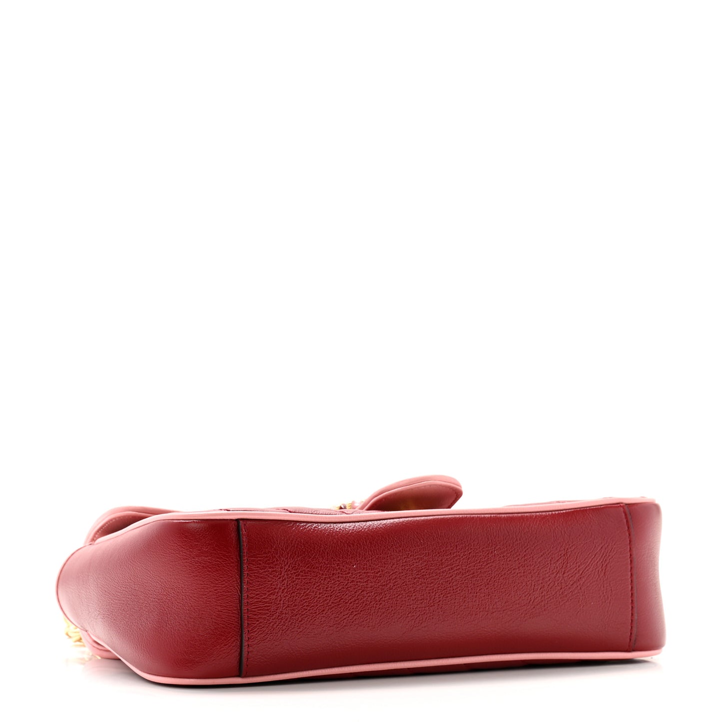Azalea Calfskin Enamel Matelasse Diagonal Small Torchon GG Marmont Shoulder Bag New Cherry Red Wild Rose