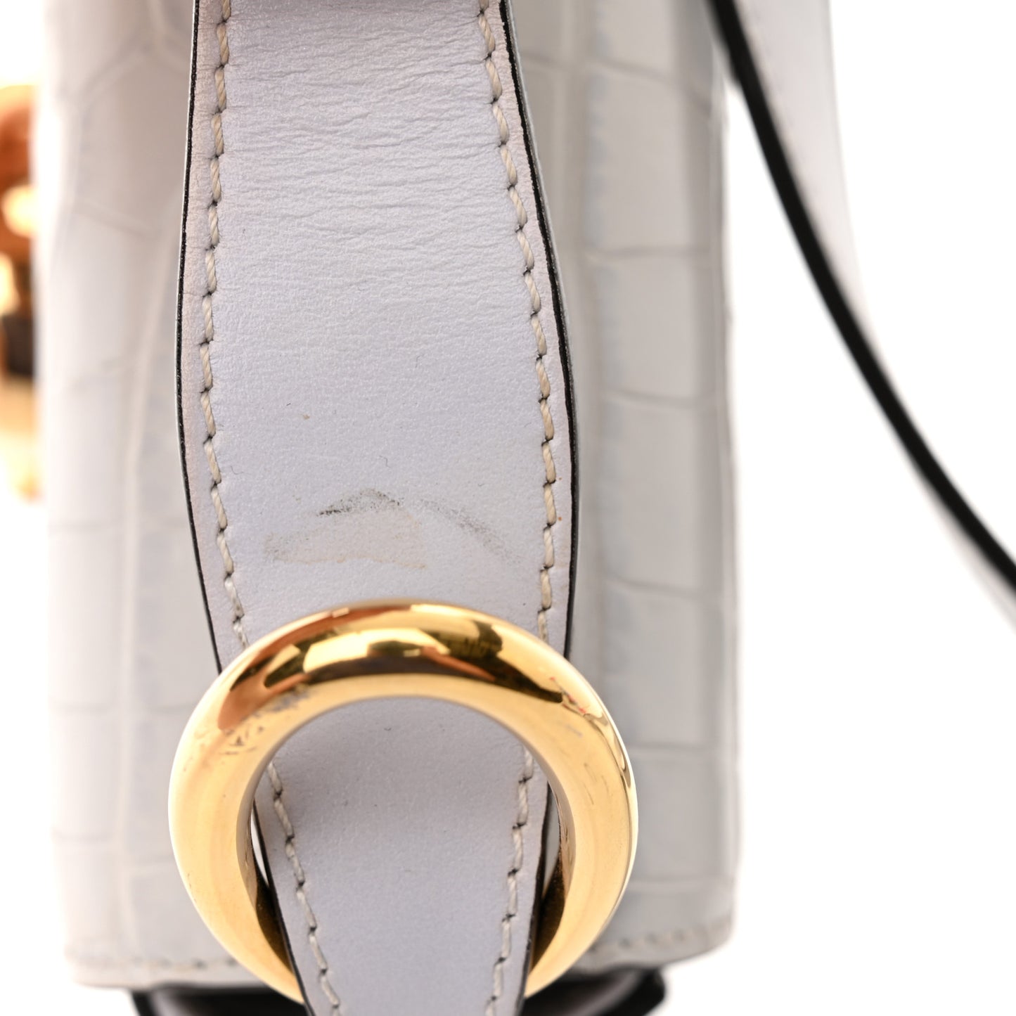 Crocodile Embossed Calfskin Mini C Double Carry Stormy Grey