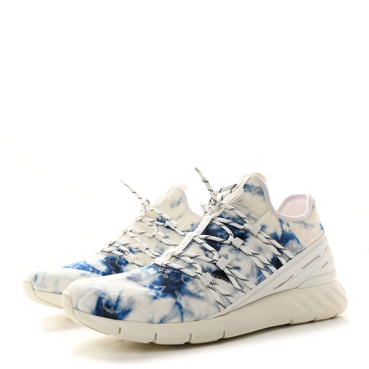 Louis Vuitton Denim Monogram Tie Dye Mens Fastlane Low Sneakers 10 Marine 2 of 8