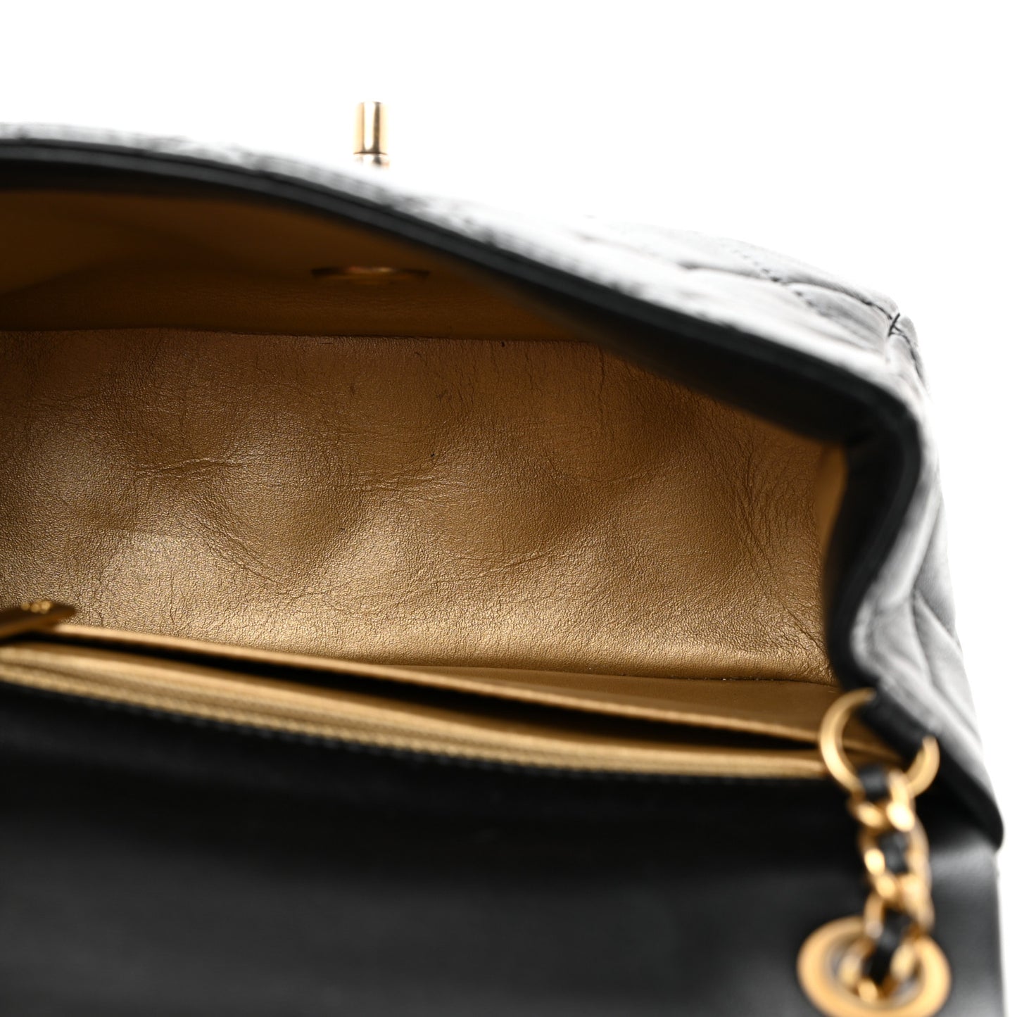 Lambskin Quilted Mini Pearl Crush Flap Black