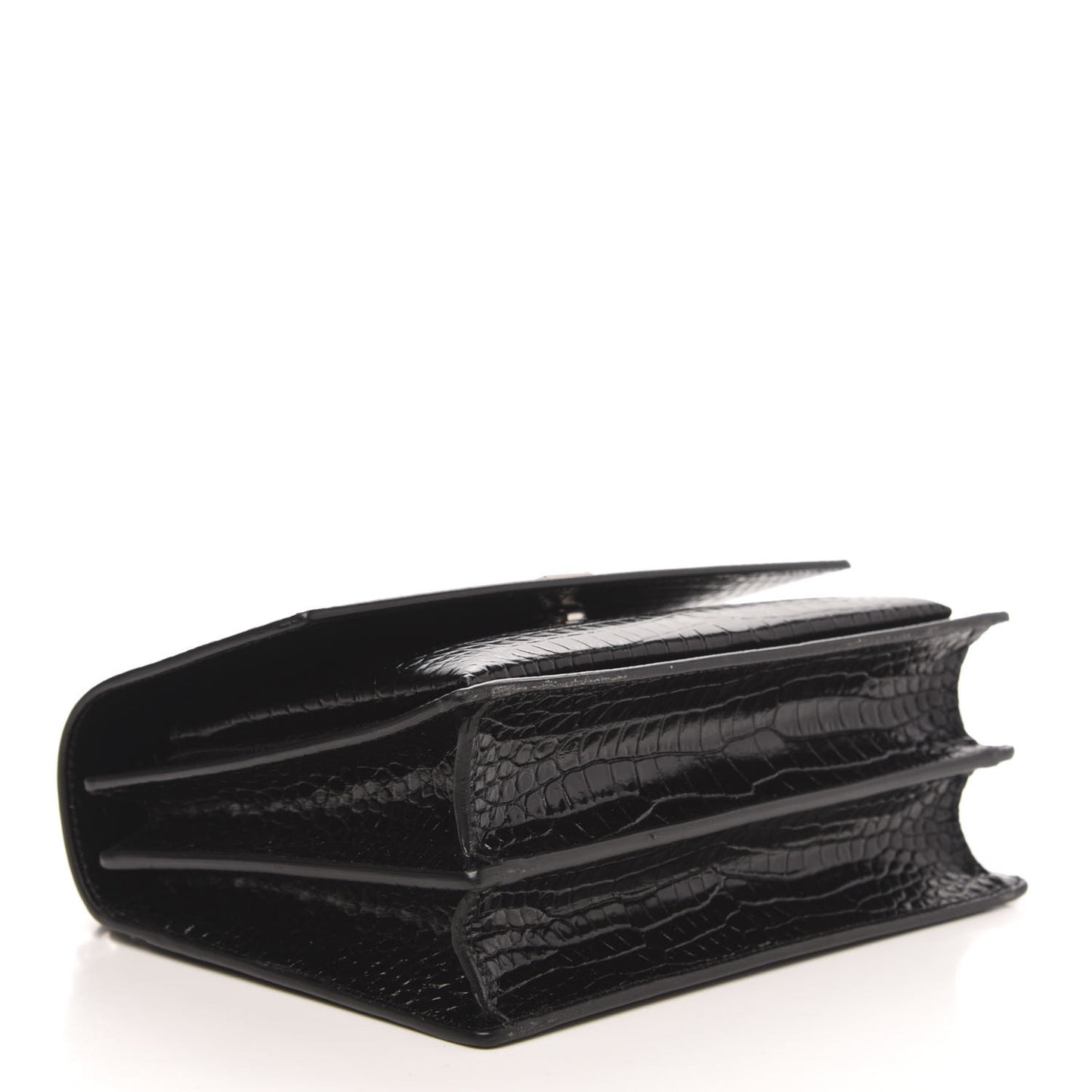 Calfskin Crocodile Embossed Monogram Sunset Black
