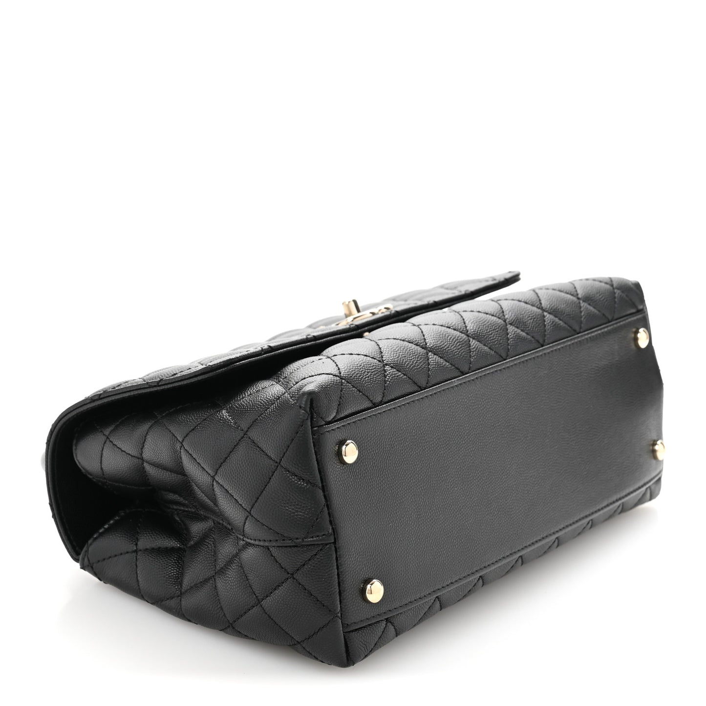 Caviar Quilted Small Coco Handle Flap Black