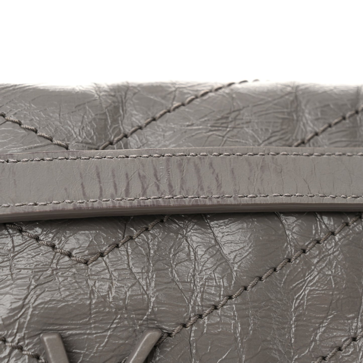 Crinkled Calfskin Matelasse Monogram Medium Niki Chain Satchel Fog