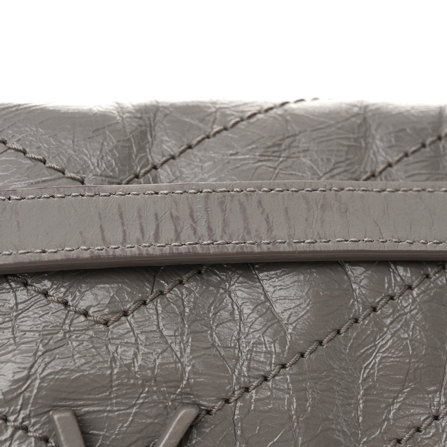 Saint Laurent Crinkled Calfskin Matelasse Monogram Medium Niki Chain Satchel Fog 11 of 12