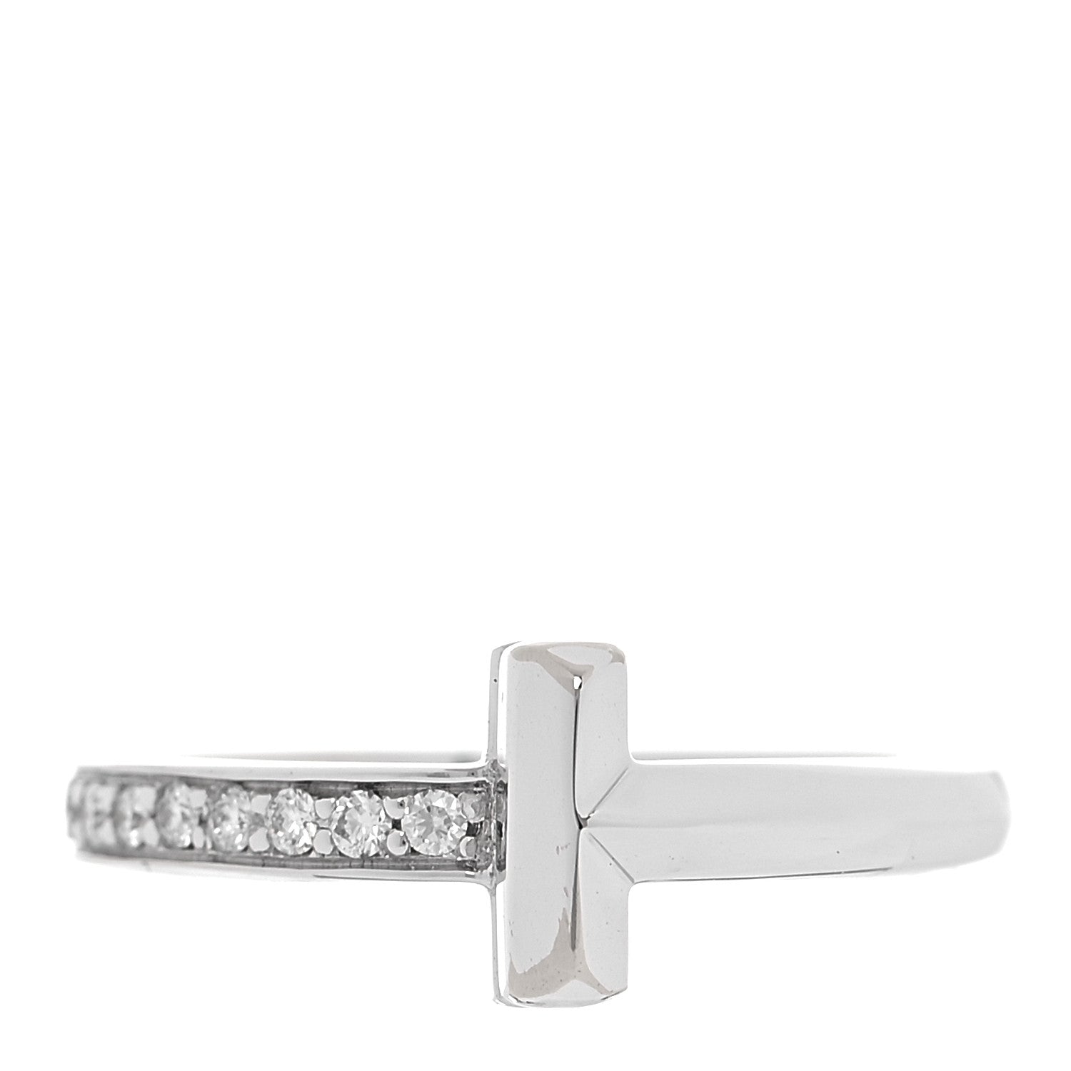 Tiffany 18K White Gold Diamond T T1 Ring 48 4.5 1 of 5