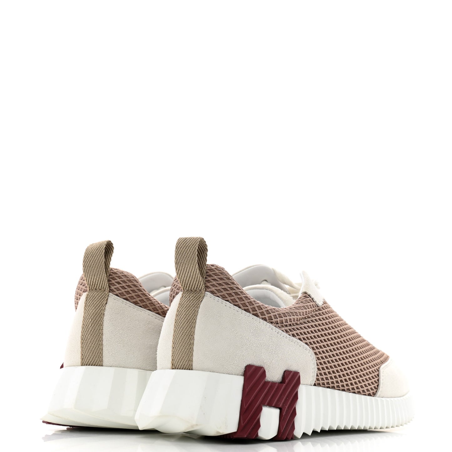 Air Mesh Suede Goatskin Bouncing Sneakers 38 Beige Argile White