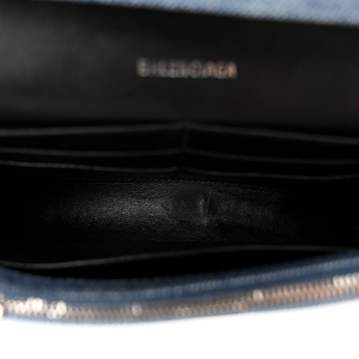 Nappa Denim Printed Hourglass Chain Bag Denim Blue