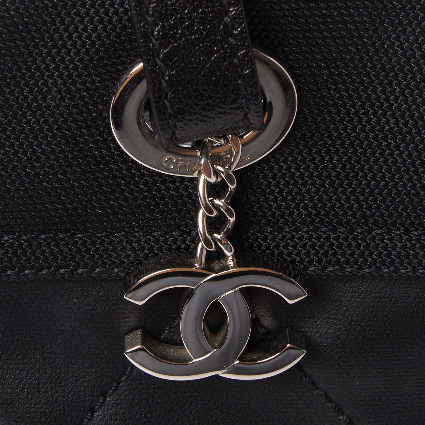 Coated Canvas Quilted Large Paris Biarritz Tote Black