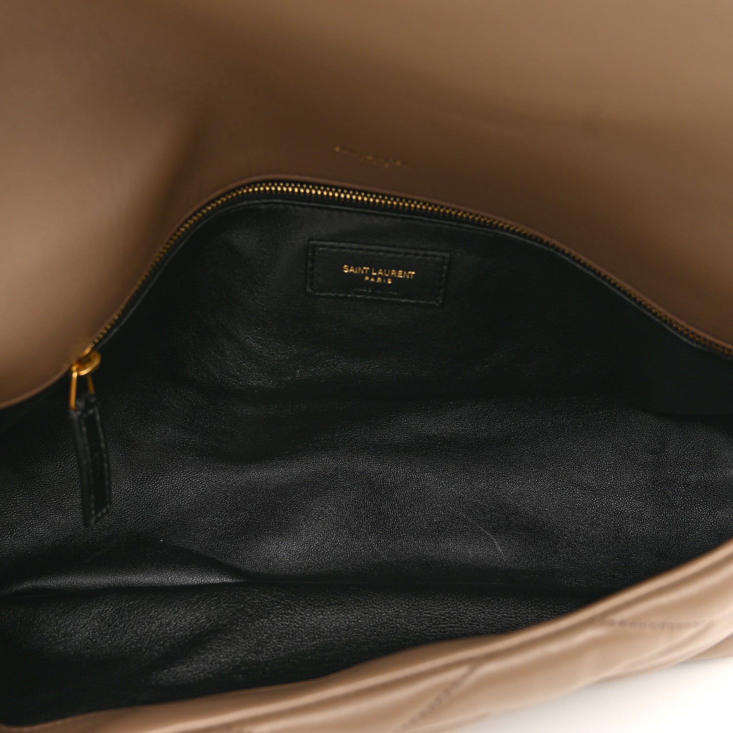 Saint Laurent Lambskin Quilted Sade Puffer Envelope Clutch Dark Beige 5 of 9