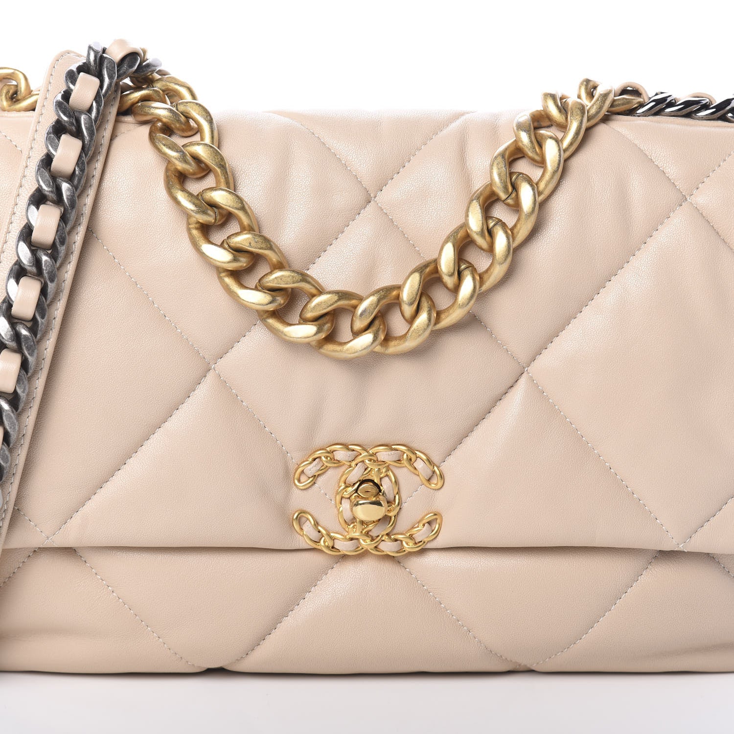 Chanel Lambskin Quilted Large 19 Flap Beige 7 of 9
