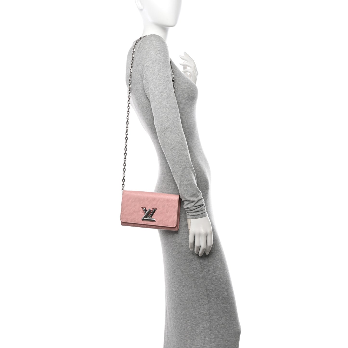 Epi Twist Chain Wallet Rose Ballerine