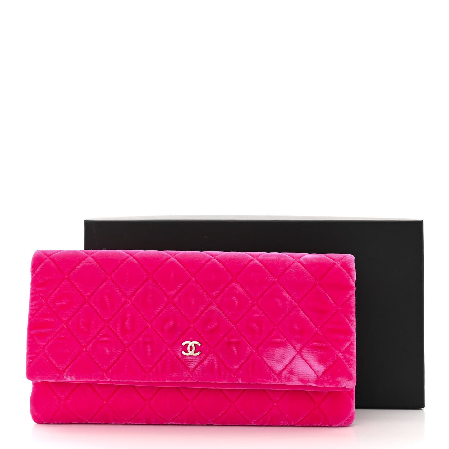 Velvet Quilted CC Beauty Clutch Pink