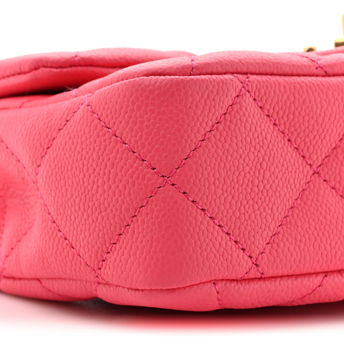 Caviar Quilted Sweetheart Mini Rectangular Flap Dark Pink