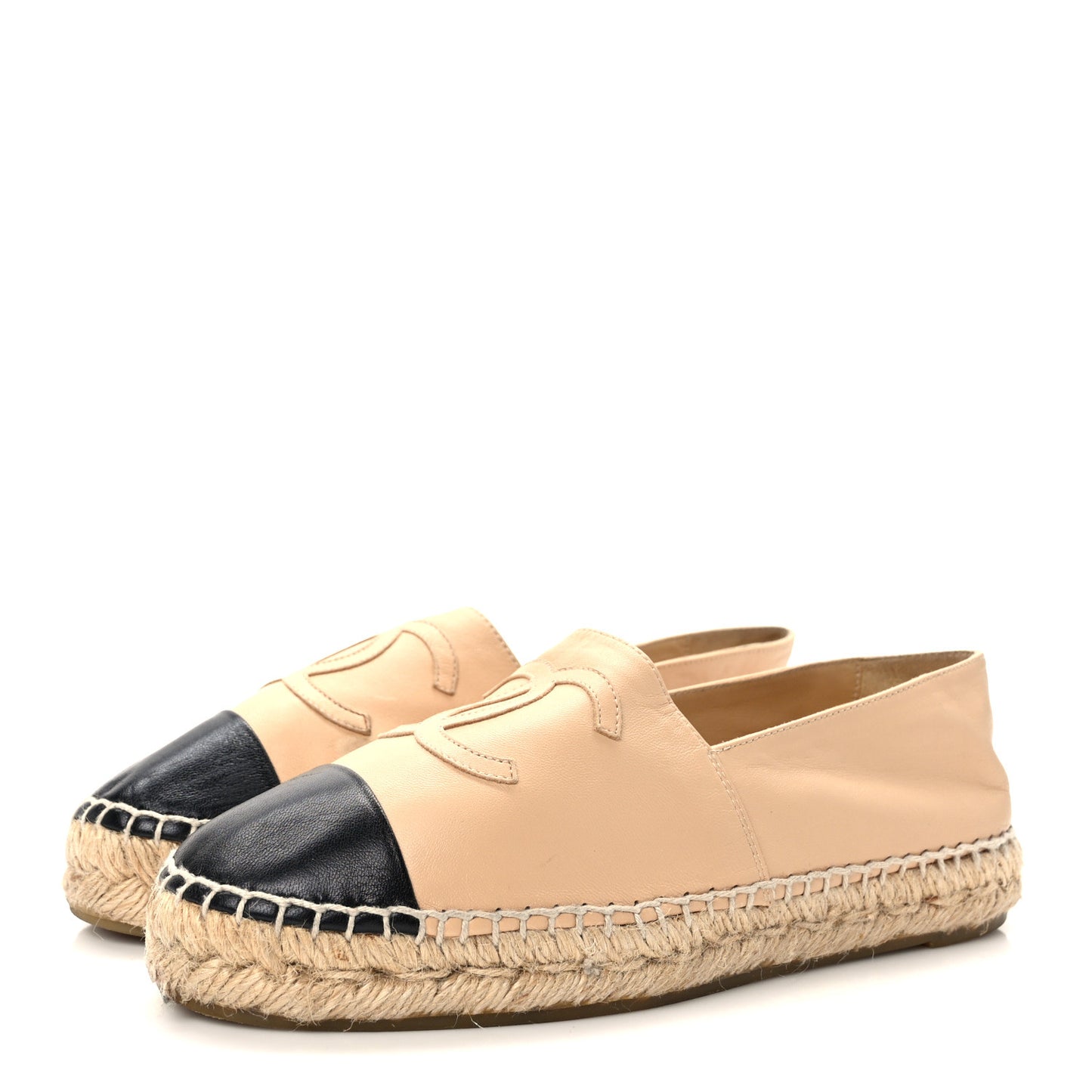 Lambskin CC Espadrilles 37 Beige Black