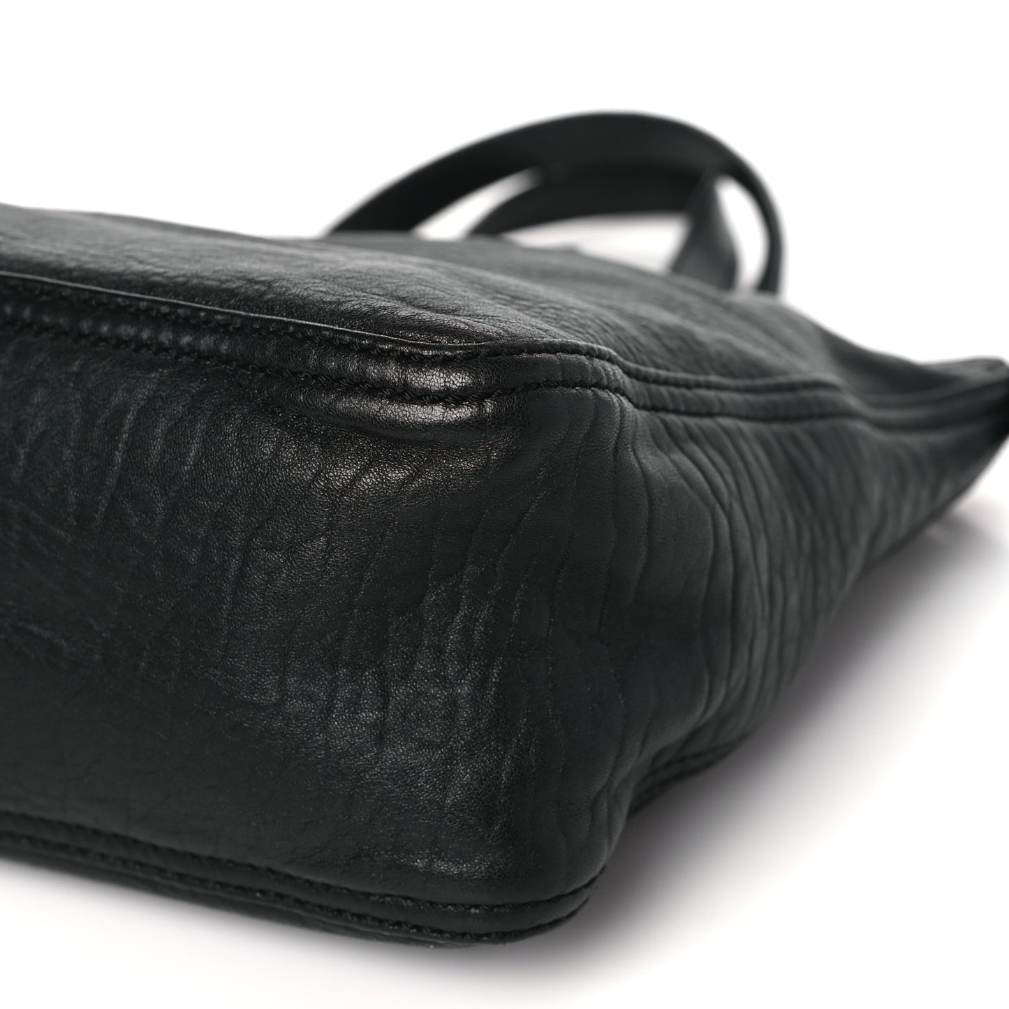 Crinkled Lambskin Zip Tote Black