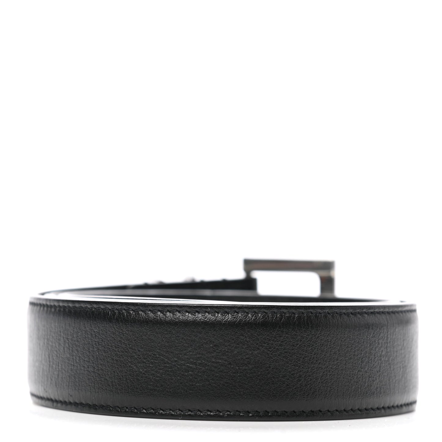 Smooth Calfskin Monogram Square Buckle Belt 75 30 Black
