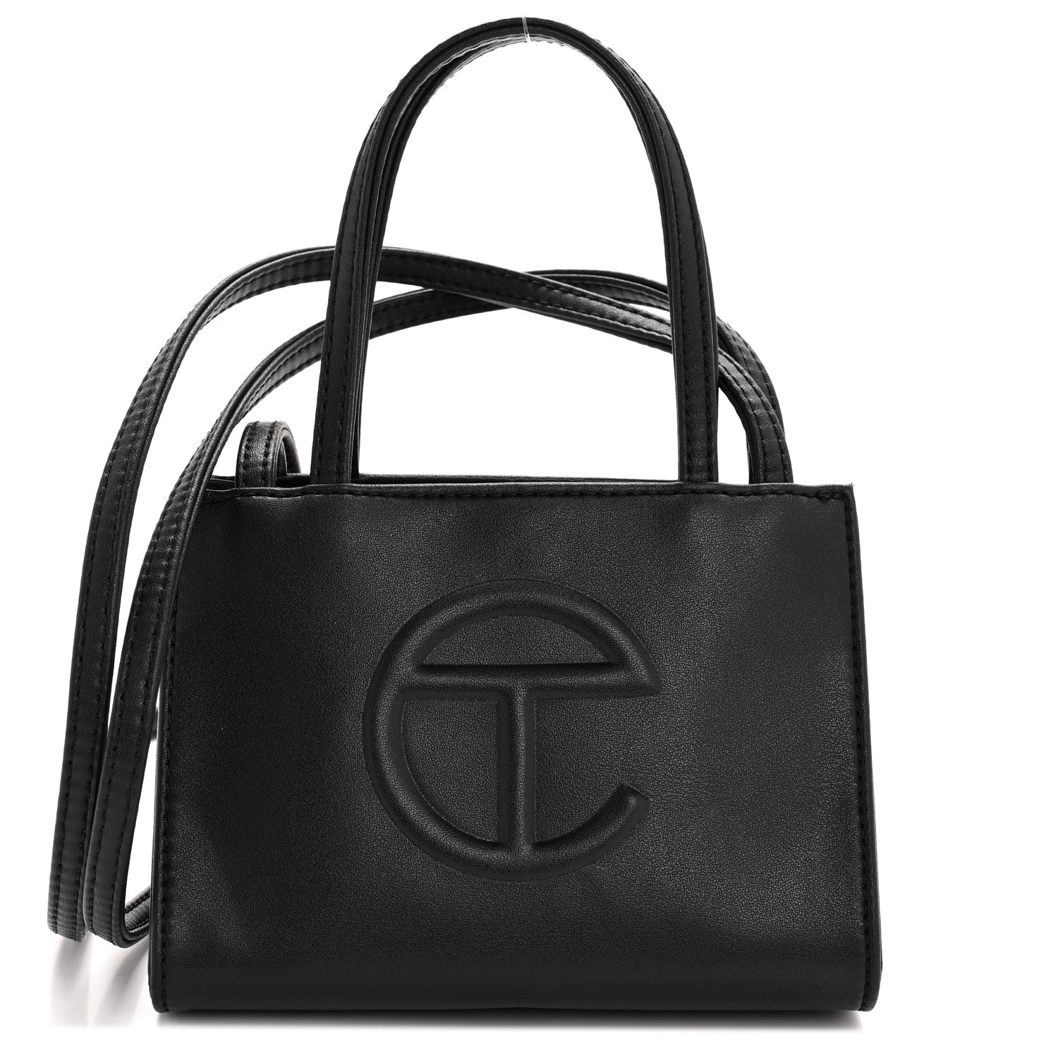 Telfar Vegan Leather Small Shopping Bag Black 1791757 – FASHIONPHILE