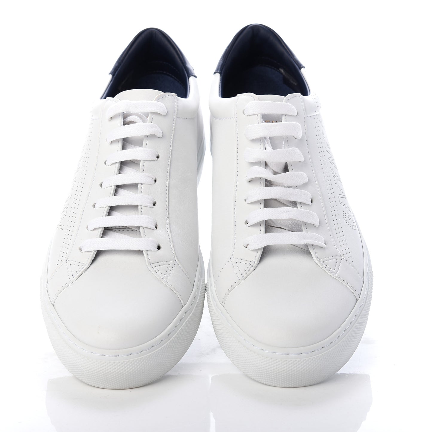 Calfskin Perforated Urban Street Sneakers 39 White