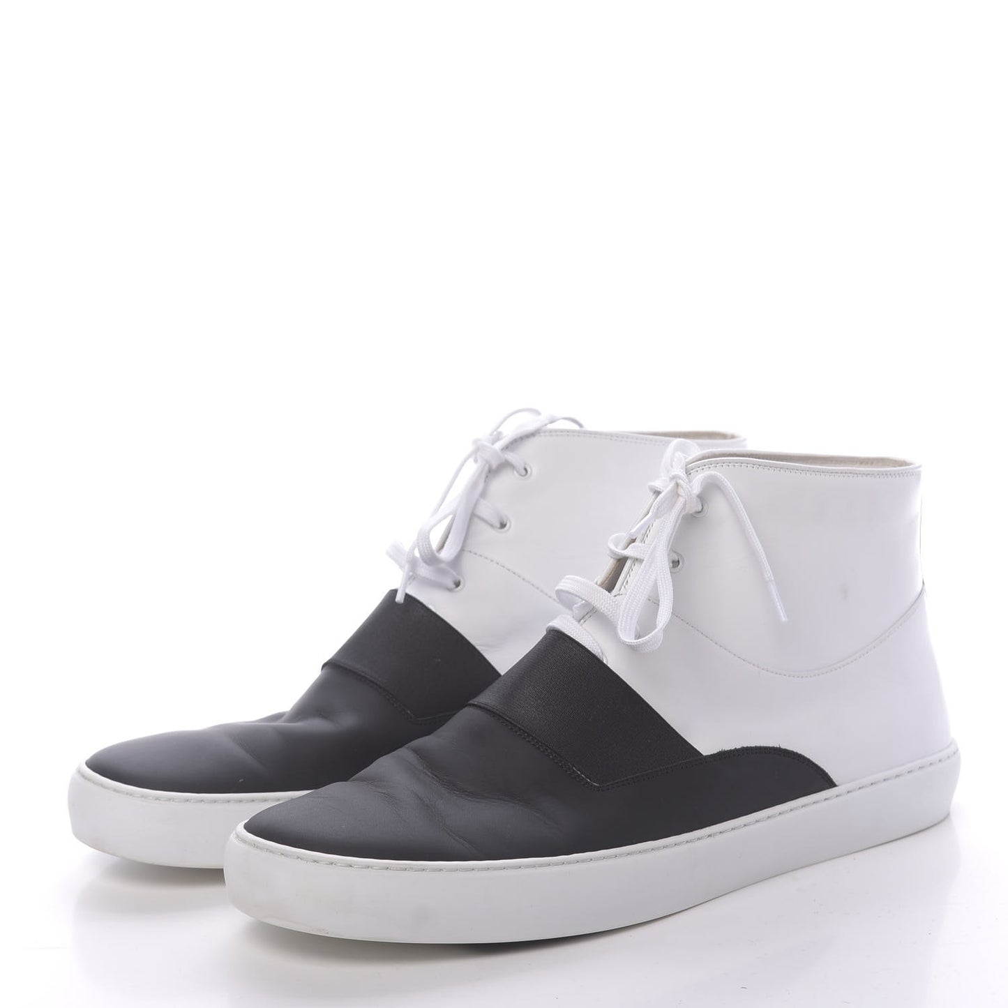 Calfskin Mens High Top Sneakers 45 White Black