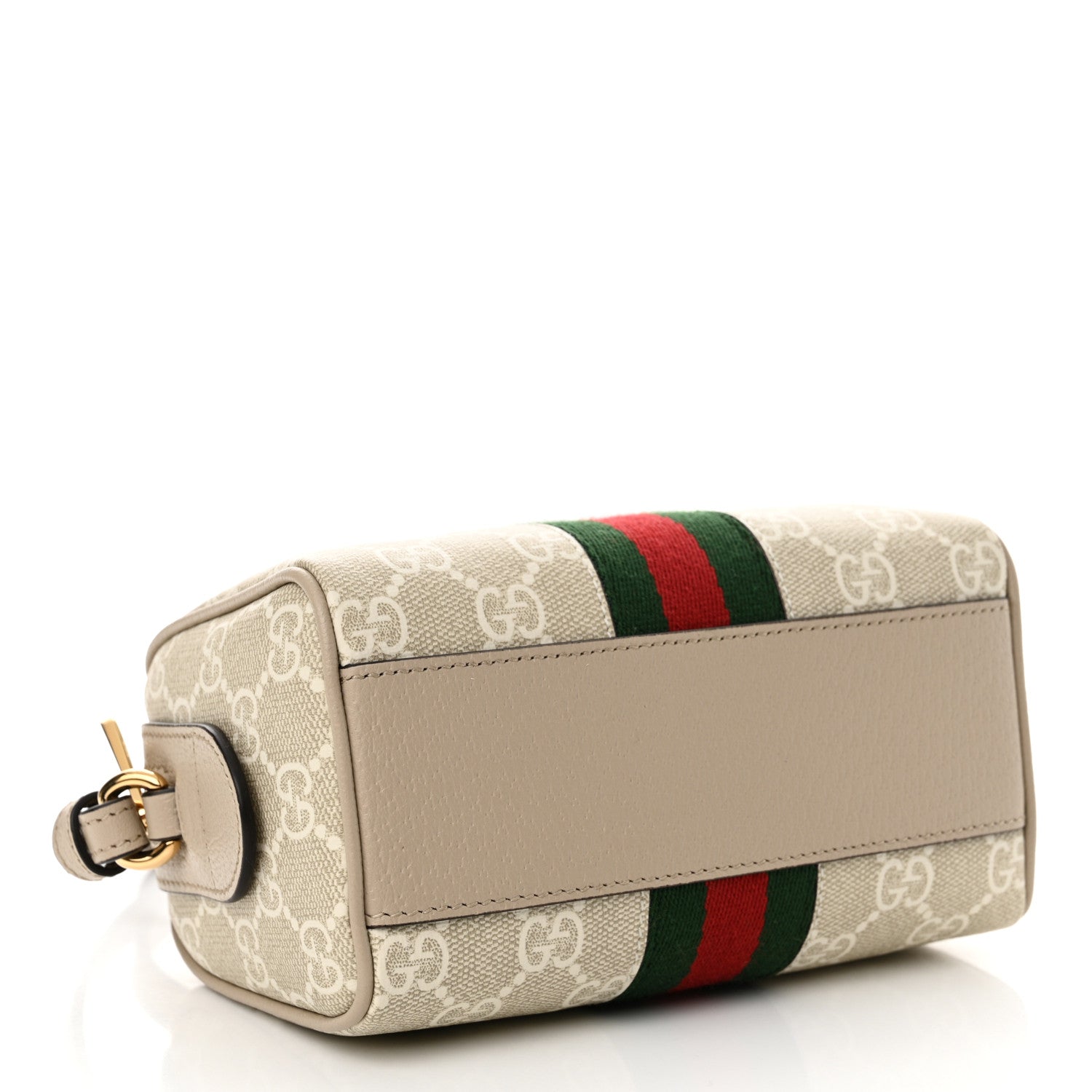 Gucci GG Supreme Monogram Textured Dollar Calfskin Web Super Mini Ophidia Top Handle Bowler Bag Beige Mystic White Oatmeal 4 of 13