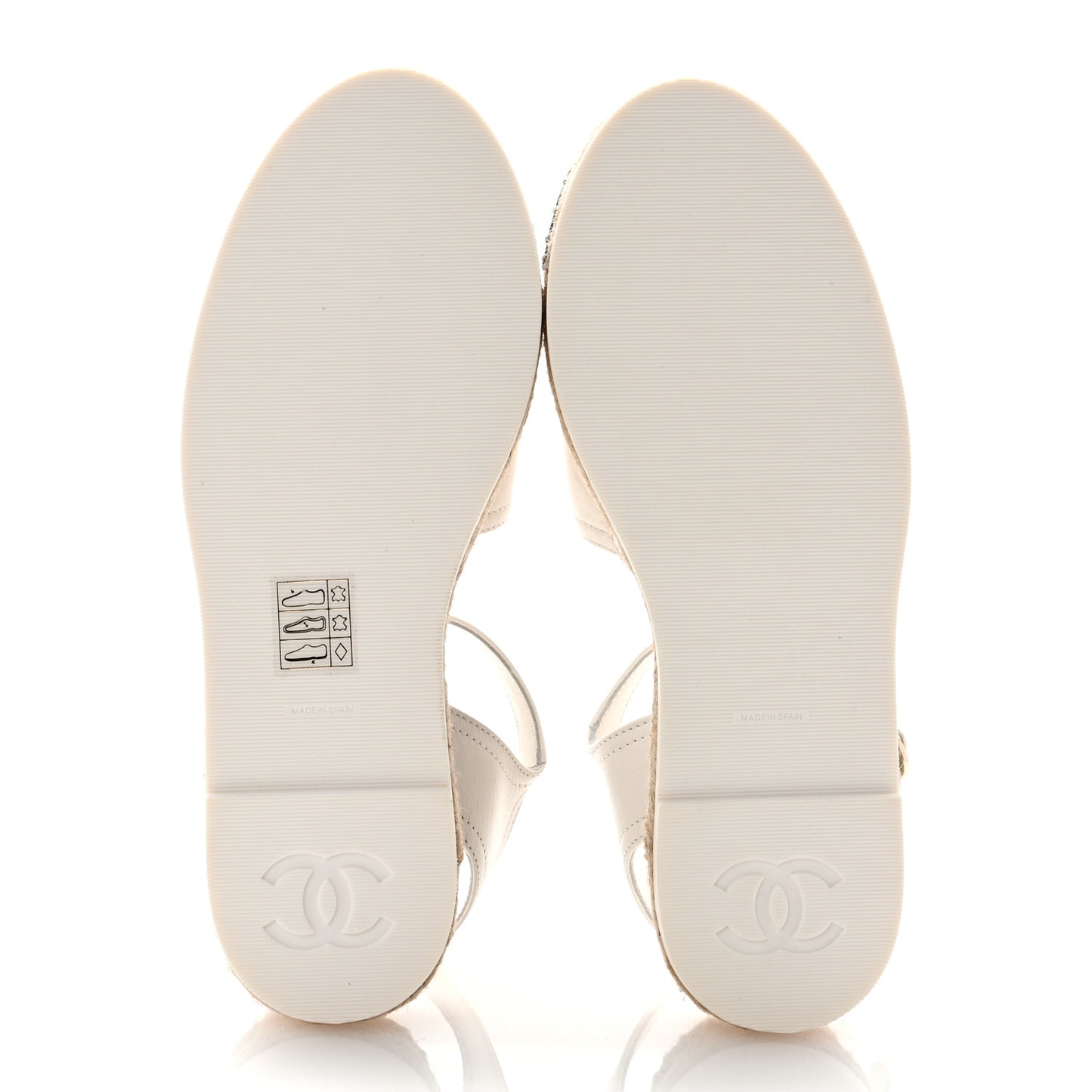Lambskin Cap Toe CC Espadrille Sandals 35 White Black