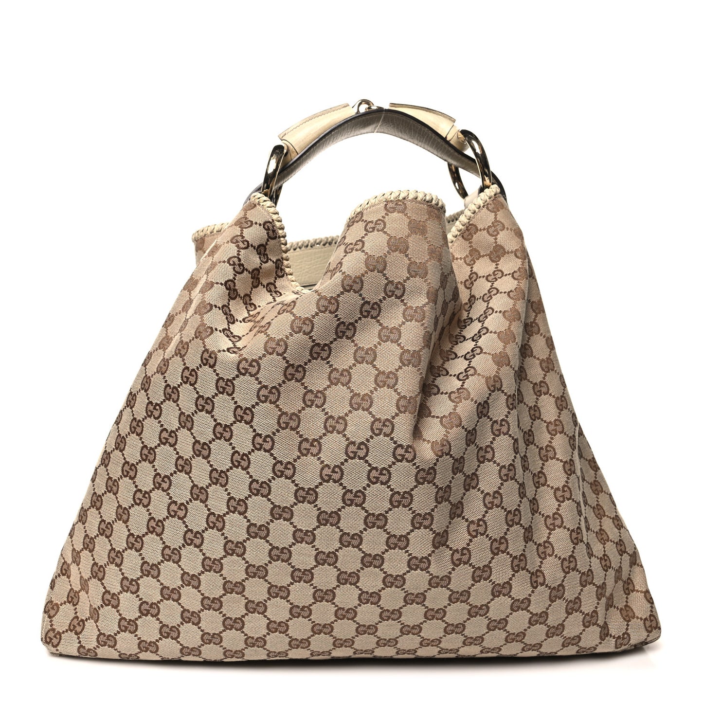 Monogram Large Horsebit Chain Hobo Off White