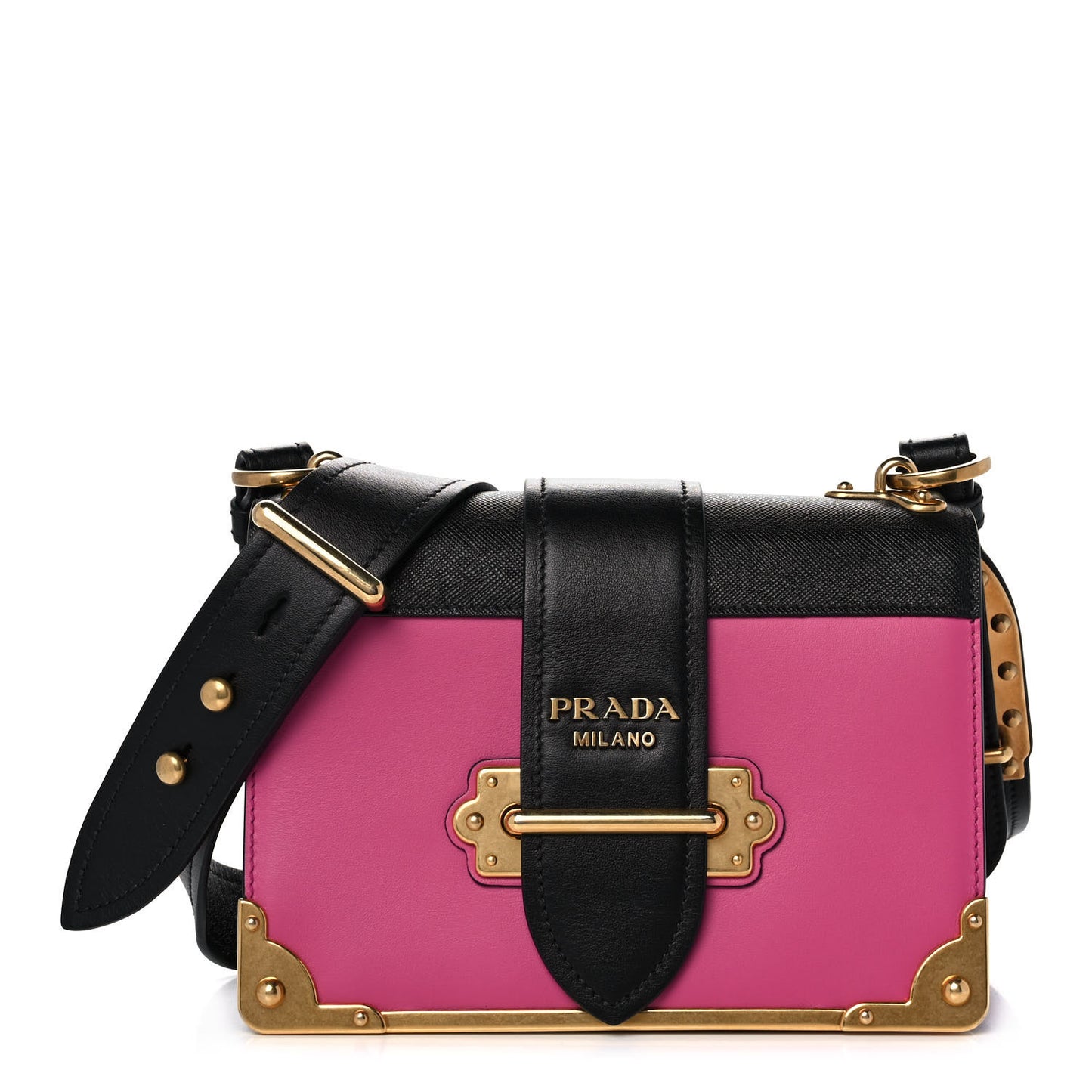 City Calf Saffiano Cahier Bag Fuxia Black