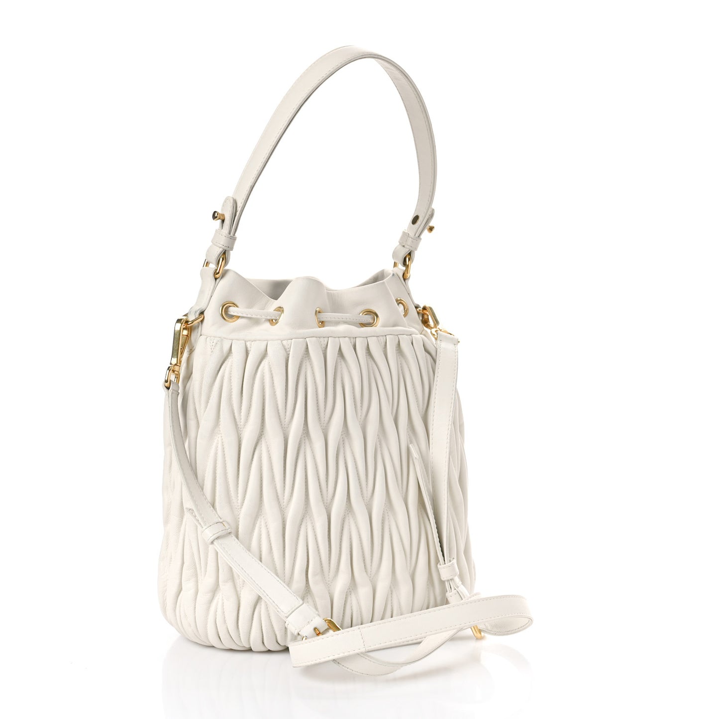 Nappa Matelasse Small Bucket Bag White
