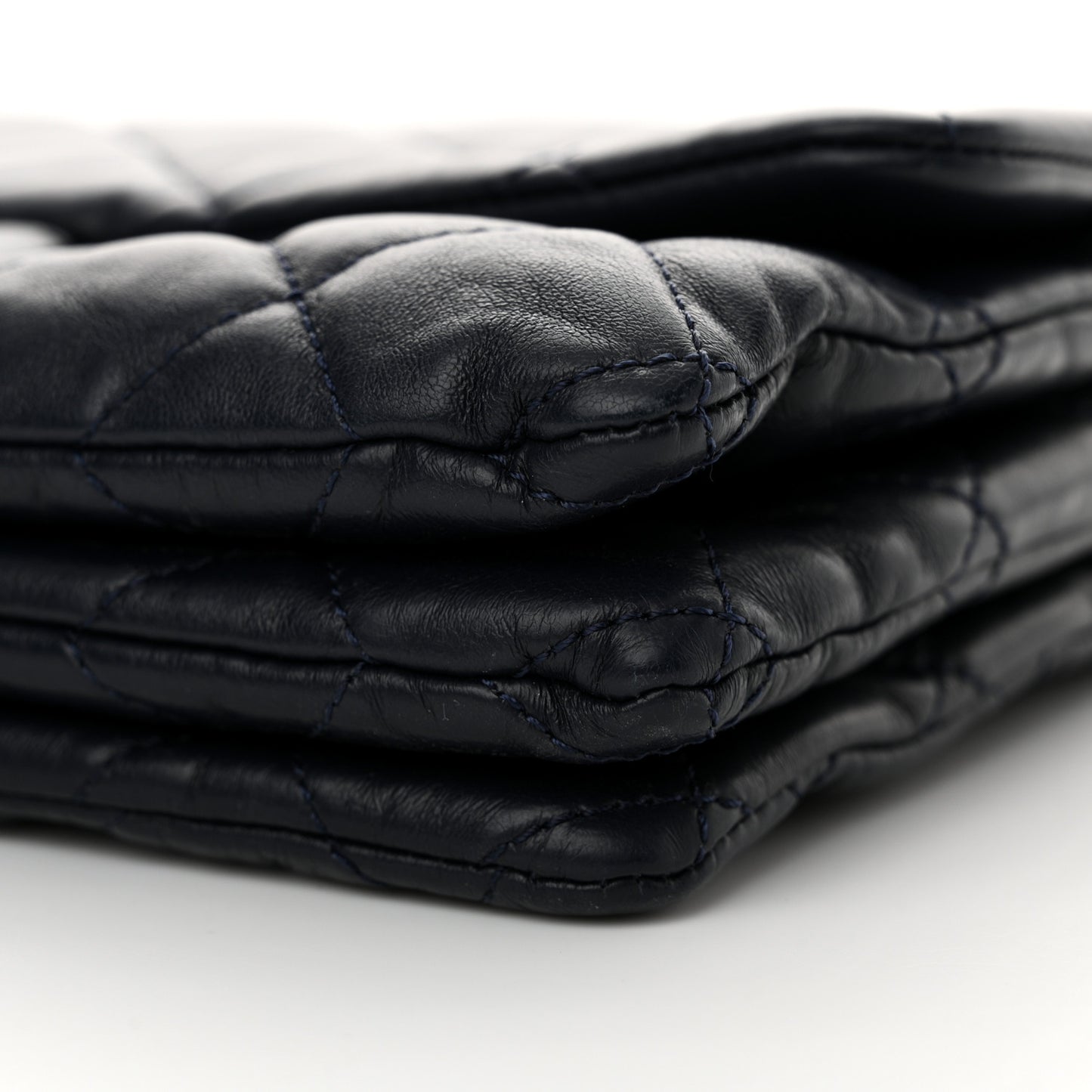 Lambskin Quilted Medium Pillow Crush Flap Navy