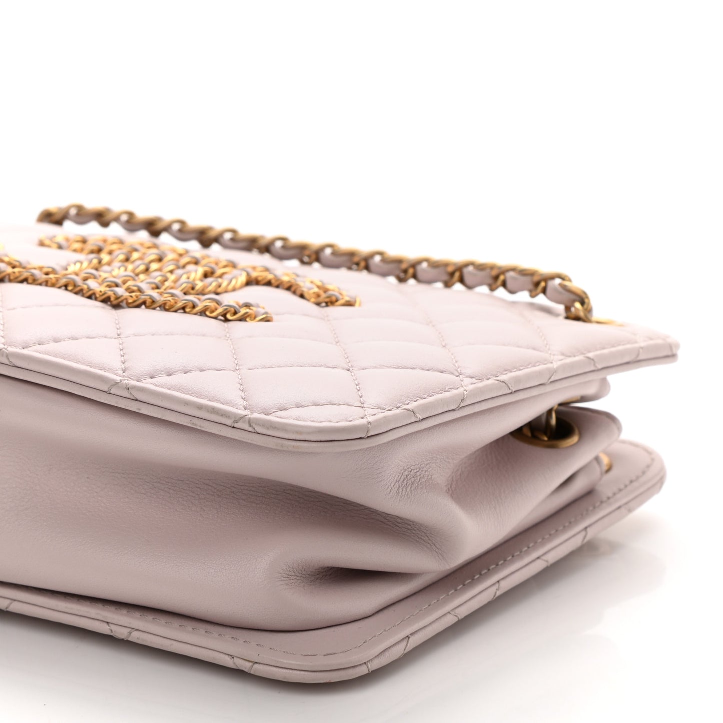 Calfskin Quilted Small CC Chain Accordion Tote Light Pink
