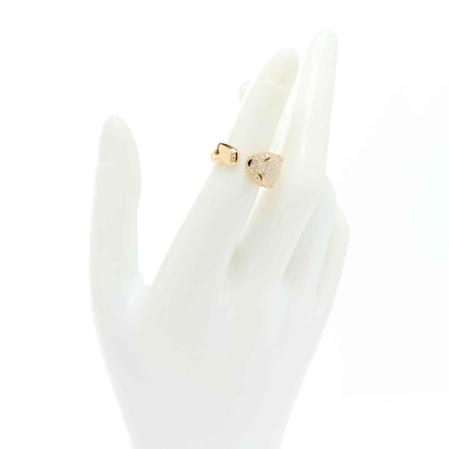 Cartier 18K Yellow Gold Diamond Tsavorite Onyx Panthere De Cartier Band Ring 48 4.5 2 of 11