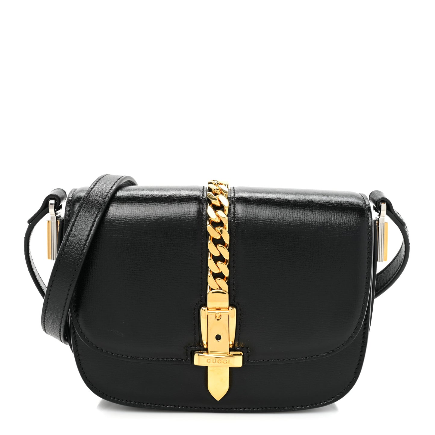 Azalea Calfskin Mini Sylvie 1969 Flap Messenger Bag Black