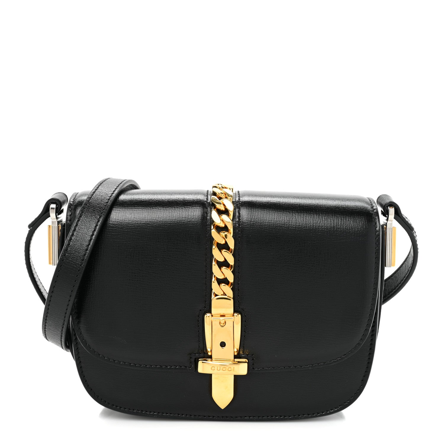 Gucci Azalea Calfskin Mini Sylvie 1969 Flap Messenger Bag Black 1 of 10