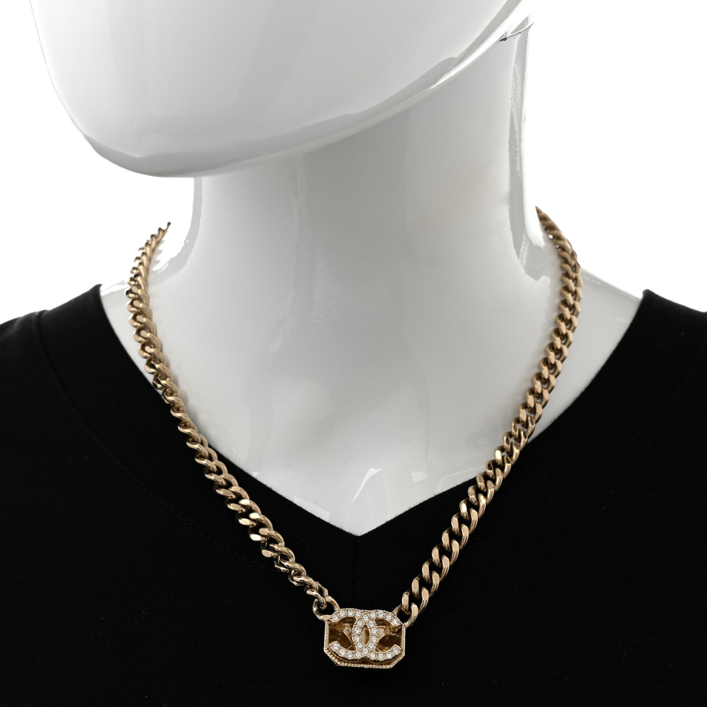 Crystal CC Chain Necklace Gold