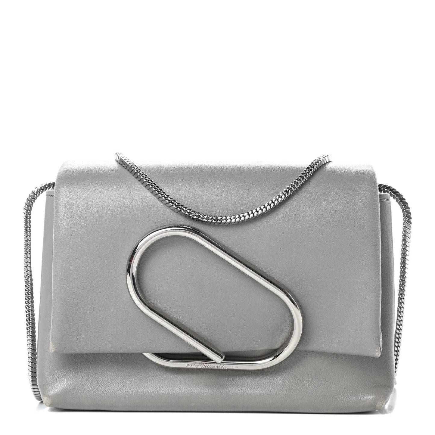 Calfskin Alix Soft Flap Clutch Grey