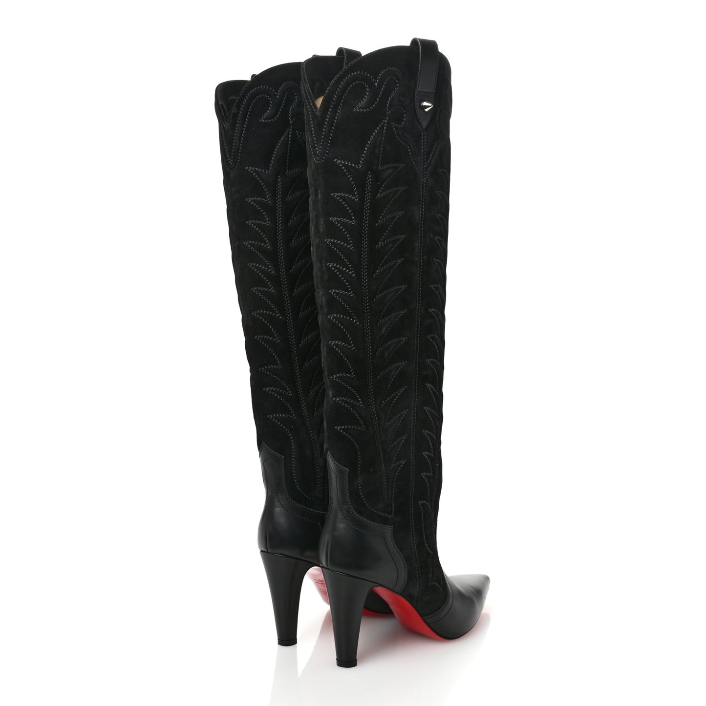 Calfskin Veau Velours Santia Botta 85 Tall Boots 39.5 Black