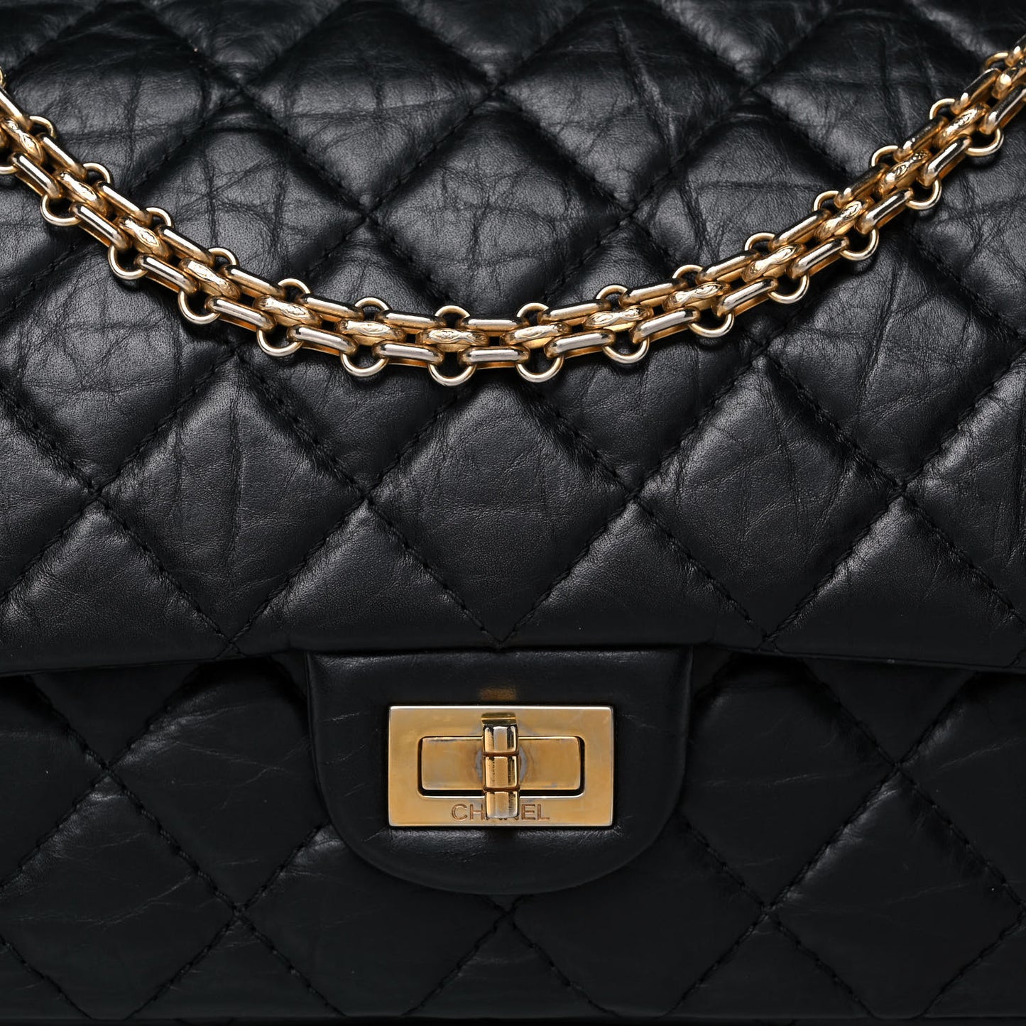 Aged Calfskin Quilted 2.55 Reissue 226 Flap Black