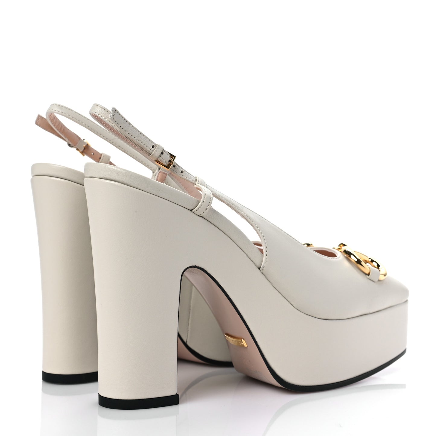 Nappa Horsebit Platform 35/120mm Slingback Pumps 38.5 New Mystic White