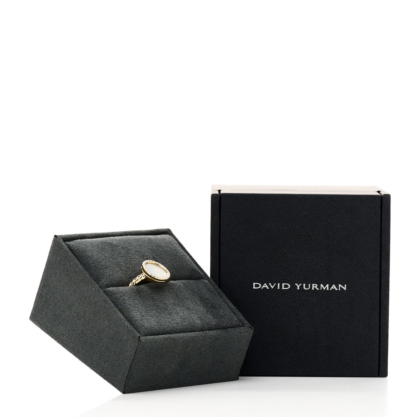 18K Yellow Gold Diamond Pearl Petite Elements Ring 53 6.5